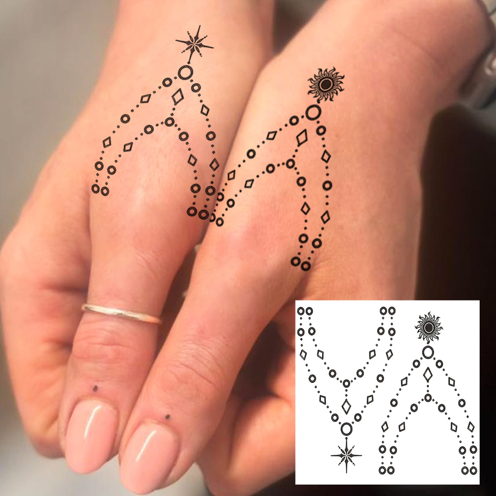 1 Sheet Pendant Jewelry Temporary Tattoos For Women Men Adults Hands Finger Foot Neck Clavicle Legs Forearm Shank Arm Body Art Makeup, Semi Permanent Temp Fake Tattoo Stickers Waterproof Long Lasting Realistic Tatoos For Festival Party Accessory