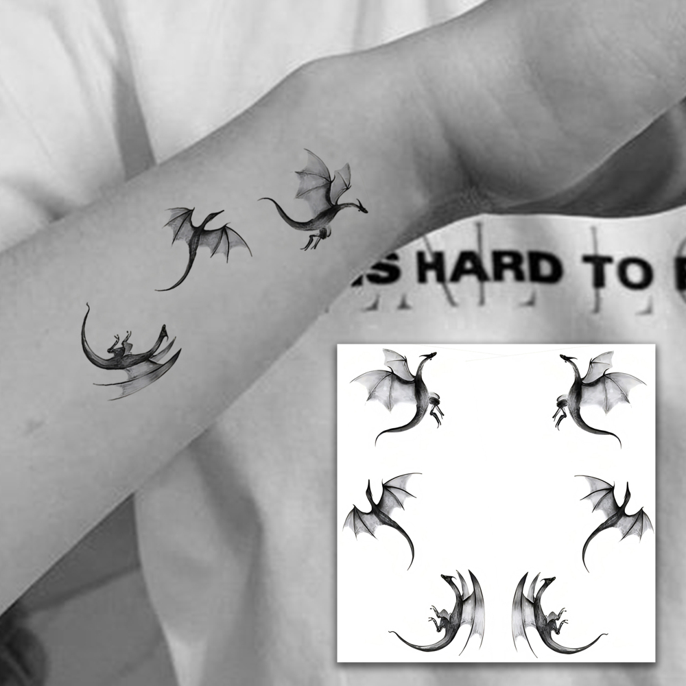 1 Sheet Dragon Temporary Tattoos For Women Men Adults Hands Finger Foot Neck Clavicle Legs Forearm Shank Arm Body Art Makeup, Semi Permanent Temp Fake Tattoo Stickers Waterproof Long Lasting Realistic Tatoos For Festival Party Accessory