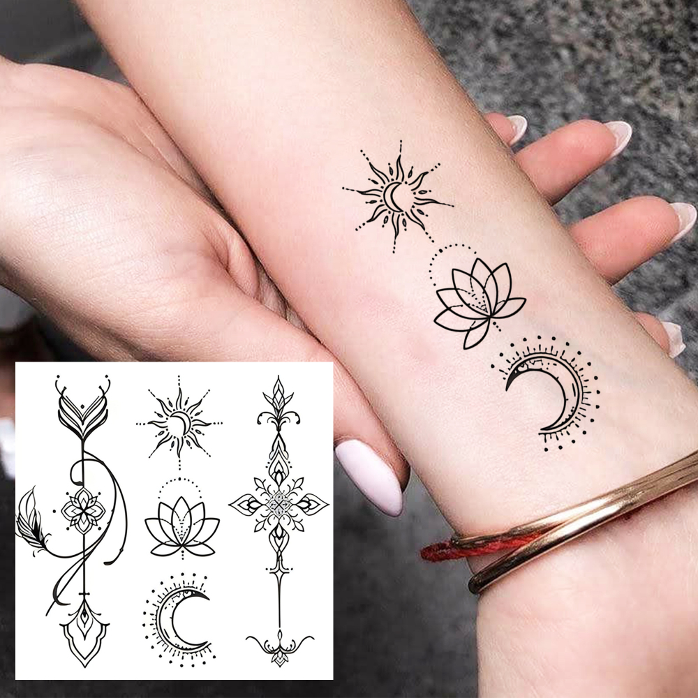 1 Sheet Arrow Temporary Tattoos For Women Men Adults Hands Finger Foot Neck Clavicle Legs Forearm Shank Arm Body Art Makeup, Semi Permanent Temp Fake Tattoo Stickers Waterproof Long Lasting Realistic Tatoos For Festival Party Accessory