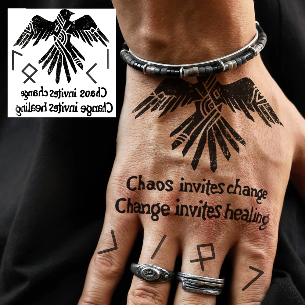 1 Sheet Eagle Totem Temporary Tattoos For Women Men Adults Hands Finger Foot Neck Clavicle Legs Forearm Shank Arm Body Art Makeup, Semi Permanent Temp Fake Tattoo Stickers Waterproof Long Lasting Realistic Tatoos For Festival Party Accessory