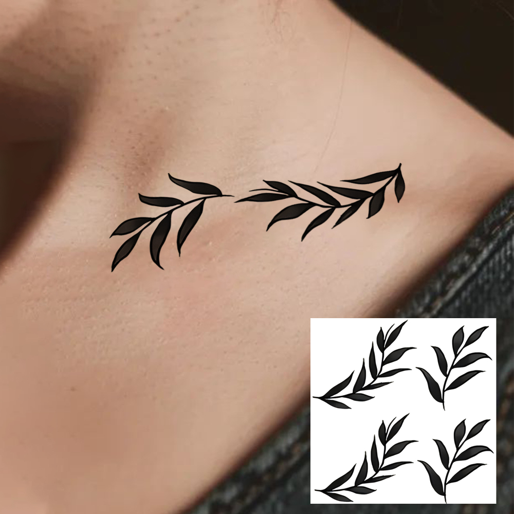 1 Sheet Leaf Temporary Tattoos For Women Men Adults Hands Finger Foot Neck Clavicle Legs Forearm Shank Arm Body Art Makeup, Semi Permanent Temp Fake Tattoo Stickers Waterproof Long Lasting Realistic Tatoos For Festival Party Accessory