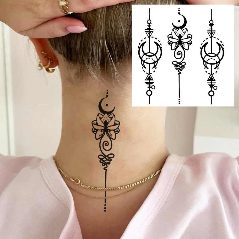 1 Sheet Moon Temporary Tattoos For Women Men Adults Hands Finger Foot Neck Clavicle Legs Forearm Shank Arm Body Art Makeup, Semi Permanent Temp Fake Tattoo Stickers Waterproof Long Lasting Realistic Tatoos For Festival Party Accessory
