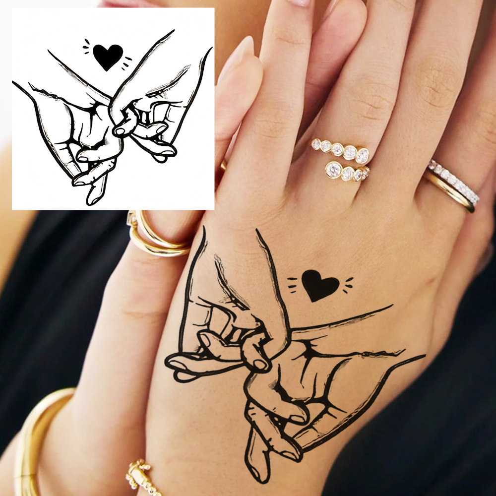 1 Sheet Love Temporary Tattoos For Women Men Adults Hands Finger Foot Neck Clavicle Legs Forearm Shank Arm Body Art Makeup, Semi Permanent Temp Fake Tattoo Stickers Waterproof Long Lasting Realistic Tatoos For Festival Party Accessory
