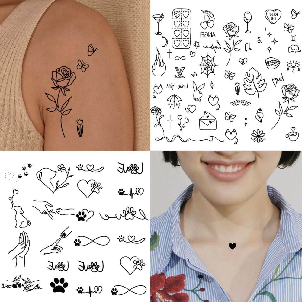 15 Sheets Cute Y2K Temporary Tattoos For Women Men Adults Hands Finger Foot Neck Clavicle Legs Thigh Forearm Shank Arm Body Art Makeup, Semi Permanent Temp Fake Tattoo Stickers Waterproof Long Lasting Realistic Tatoos For Festival Party Accessory