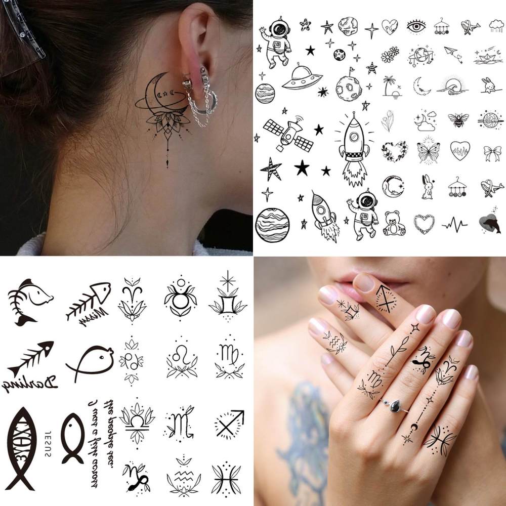 15 Sheets Cute Y2K Temporary Tattoos For Women Men Adults Hands Finger Foot Neck Clavicle Legs Thigh Forearm Shank Arm Body Art Makeup, Semi Permanent Temp Fake Tattoo Stickers Waterproof Long Lasting Realistic Tatoos For Festival Party Accessory