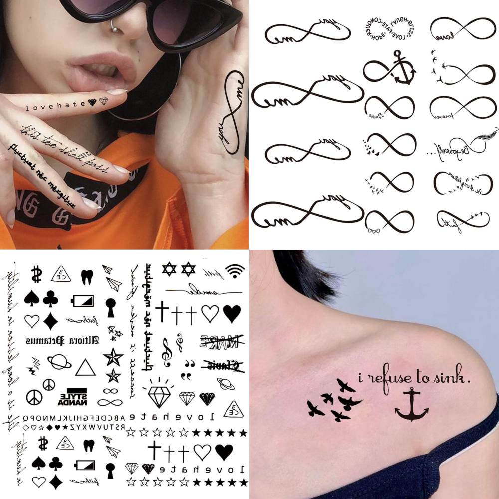 15 Sheets Cute Y2K Temporary Tattoos For Women Men Adults Hands Finger Foot Neck Clavicle Legs Thigh Forearm Shank Arm Body Art Makeup, Semi Permanent Temp Fake Tattoo Stickers Waterproof Long Lasting Realistic Tatoos For Festival Party Accessory