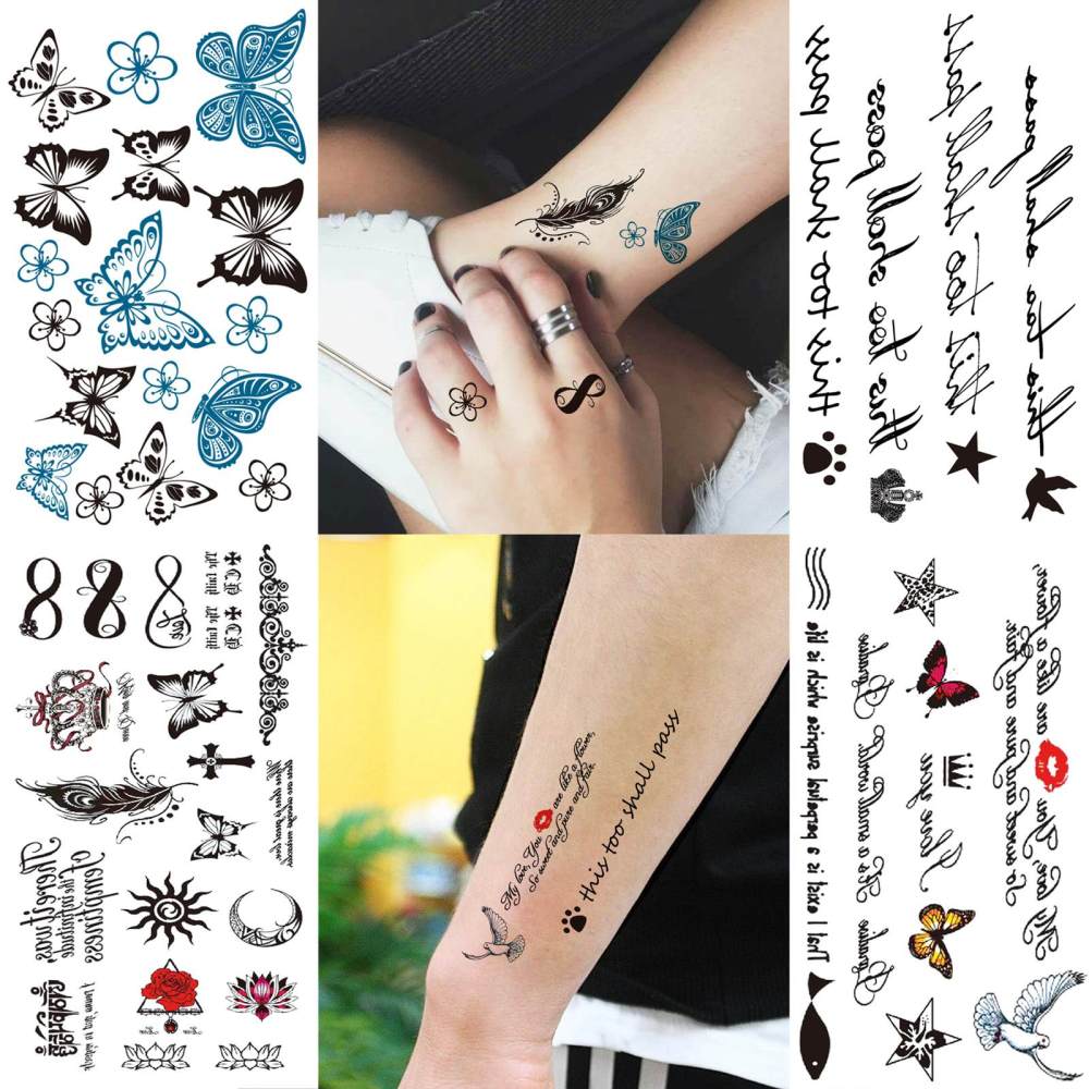 15 Sheets Cute Y2K Temporary Tattoos For Women Men Adults Hands Finger Foot Neck Clavicle Legs Thigh Forearm Shank Arm Body Art Makeup, Semi Permanent Temp Fake Tattoo Stickers Waterproof Long Lasting Realistic Tatoos For Festival Party Accessory