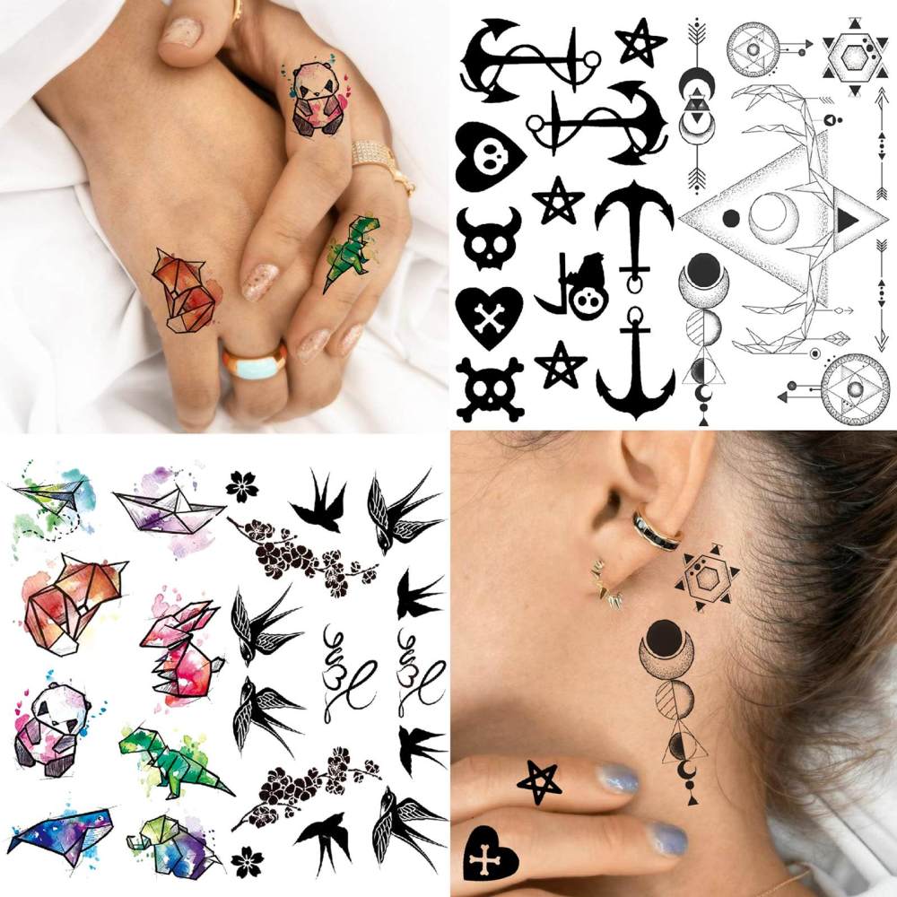 15 Sheets Cute Flower Temporary Tattoos For Women Men Adults Hands Finger Foot Neck Clavicle Legs Thigh Forearm Shank Arm Body Art Makeup, Semi Permanent Temp Fake Tattoo Stickers Waterproof Long Lasting Realistic Tatoos For Festival Party Accessory