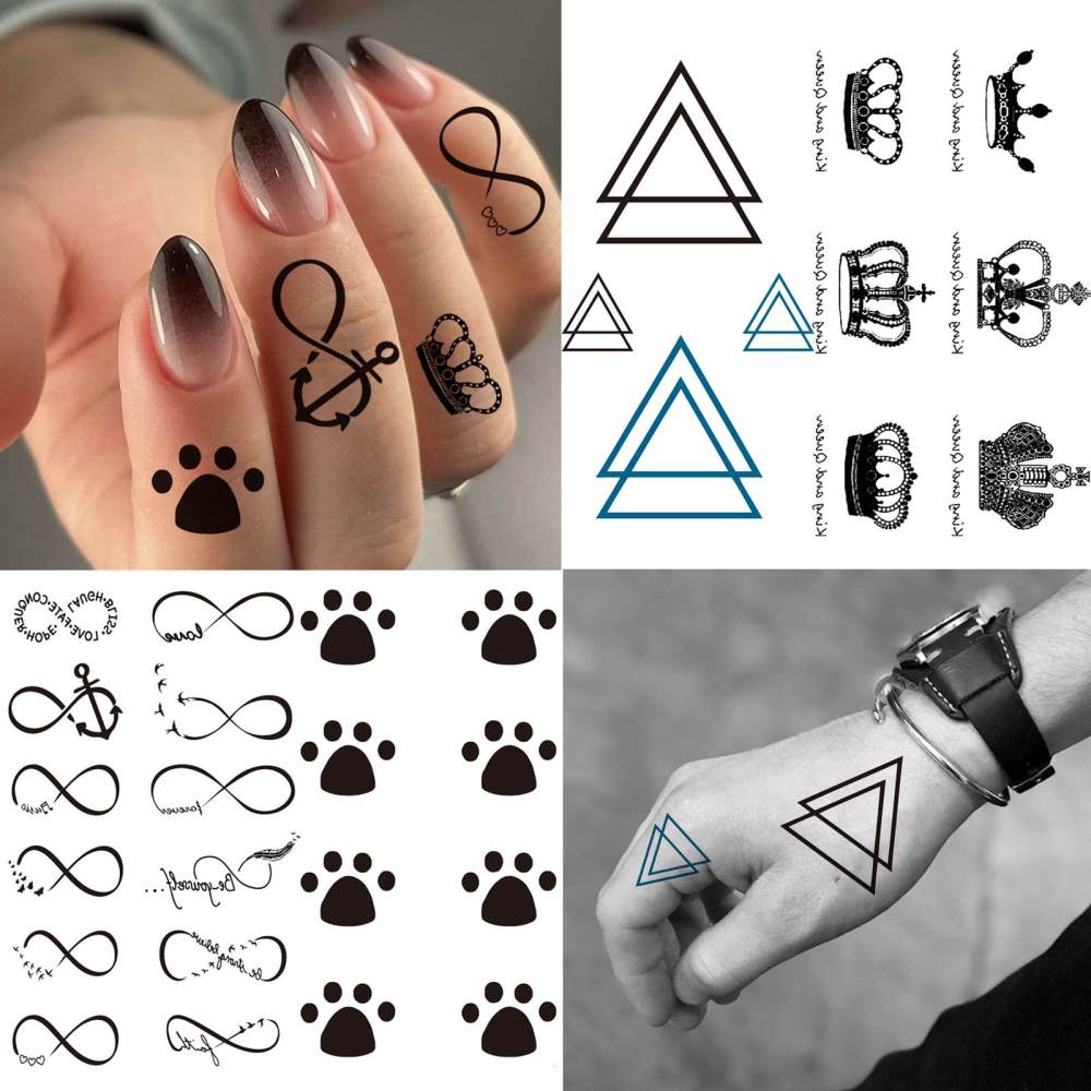 15 Sheets Cute Temporary Tattoos For Women Men Adults Hands Finger Foot Neck Clavicle Legs Thigh Forearm Shank Arm Body Art Makeup, Semi Permanent Temp Fake Tattoo Stickers Waterproof Long Lasting Realistic Tatoos For Festival Party Accessory