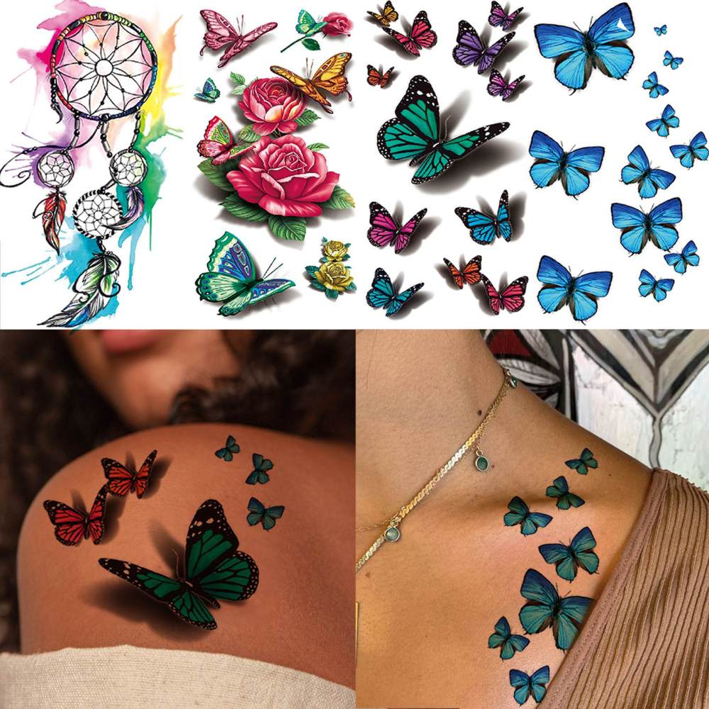 15 Sheets Cute Temporary Tattoos For Women Men Adults Hands Finger Foot Neck Clavicle Legs Thigh Forearm Shank Arm Body Art Makeup, Semi Permanent Temp Fake Tattoo Stickers Waterproof Long Lasting Realistic Tatoos For Festival Party Accessory