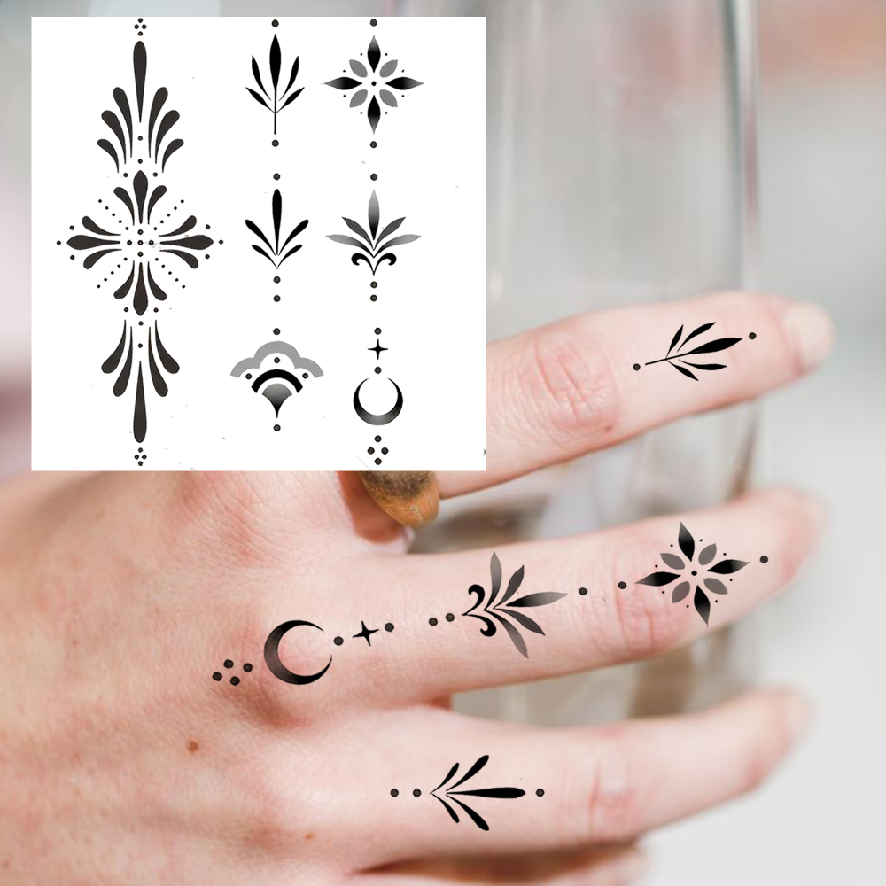 1 Sheet Y2K Temporary Tattoos For Women Men Adults Hands Finger Foot Neck Clavicle Legs Forearm Shank Arm Body Art Makeup, Semi Permanent Temp Fake Tattoo Stickers Waterproof Long Lasting Realistic Tatoos For Festival Party Accessory