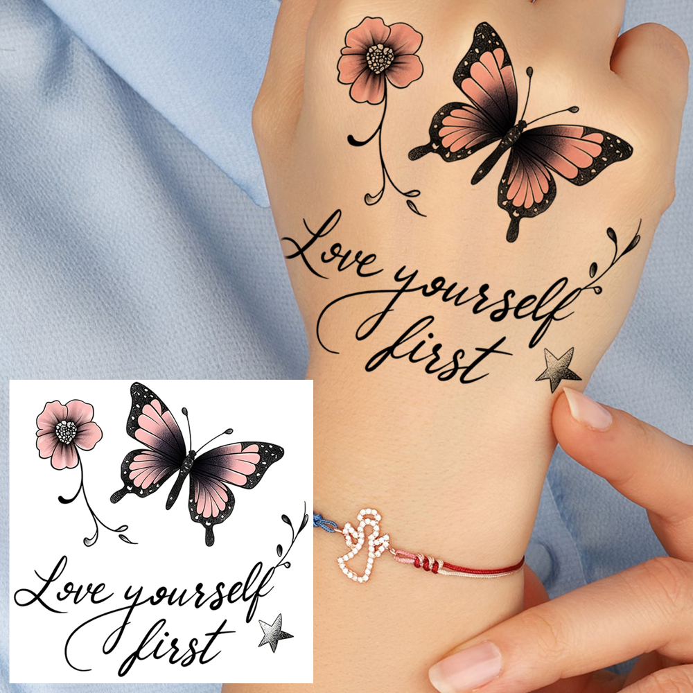 1 Sheet Butterfly Temporary Tattoos For Women Men Adults Hands Finger Foot Neck Clavicle Legs Forearm Shank Arm Body Art Makeup, Semi Permanent Temp Fake Tattoo Stickers Waterproof Long Lasting Realistic Tatoos For Festival Party Accessory