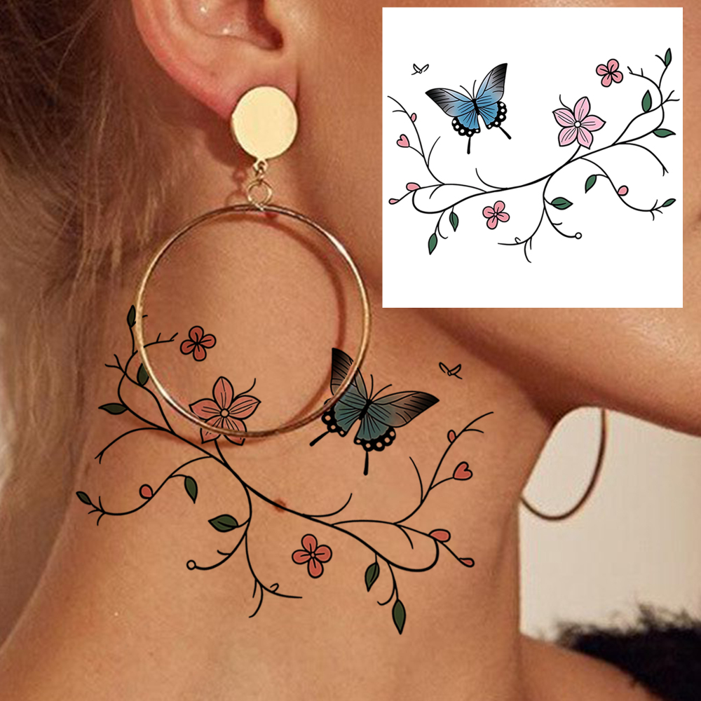 1 Sheet Butterfly Temporary Tattoos For Women Men Adults Hands Finger Foot Neck Clavicle Legs Forearm Shank Arm Body Art Makeup, Semi Permanent Temp Fake Tattoo Stickers Waterproof Long Lasting Realistic Tatoos For Festival Party Accessory
