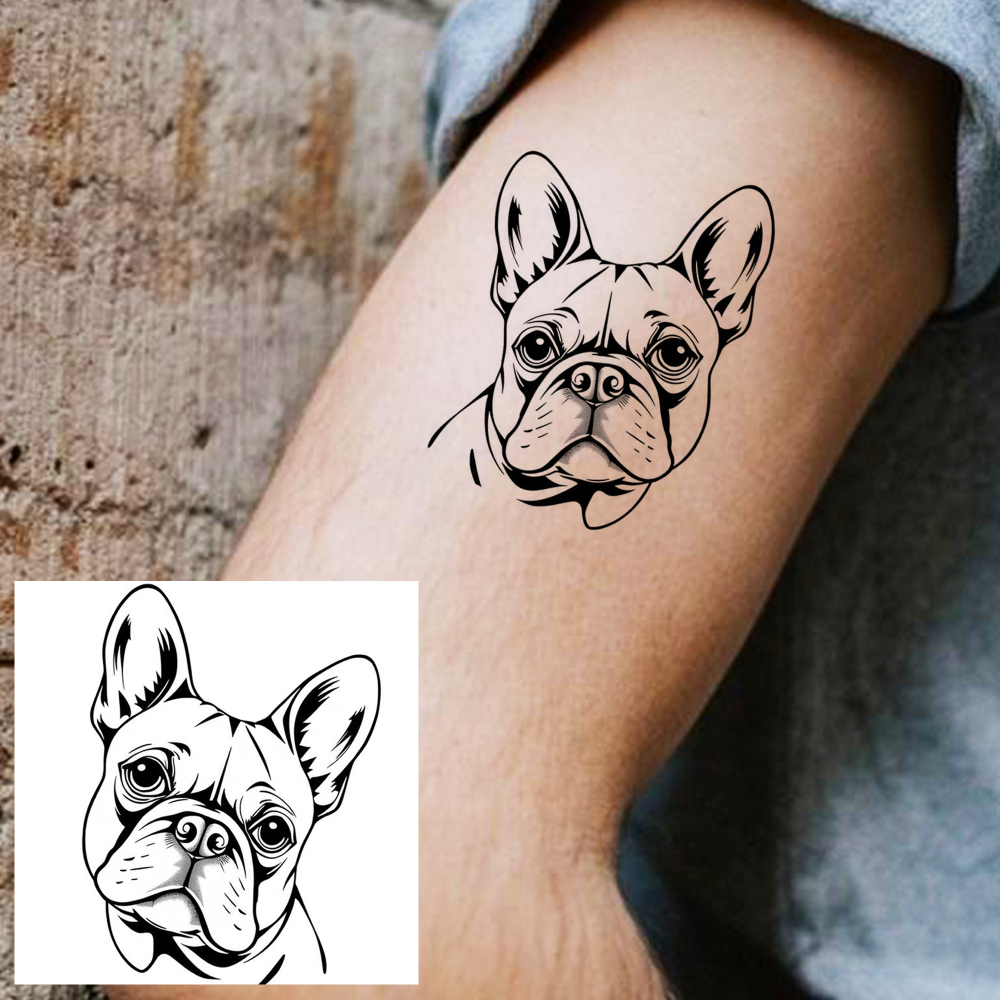 1 Sheet Dog Temporary Tattoos For Women Men Adults Hands Finger Foot Neck Clavicle Legs Forearm Shank Arm Body Art Makeup, Semi Permanent Temp Fake Tattoo Stickers Waterproof Long Lasting Realistic Tatoos For Festival Party Accessory