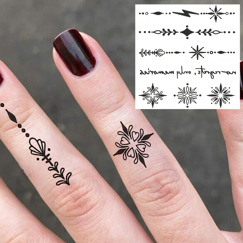 1 Sheet Y2K Temporary Tattoos For Women Men Adults Hands Finger Foot Neck Clavicle Legs Forearm Shank Arm Body Art Makeup, Semi Permanent Temp Fake Tattoo Stickers Waterproof Long Lasting Realistic Tatoos For Festival Party Accessory