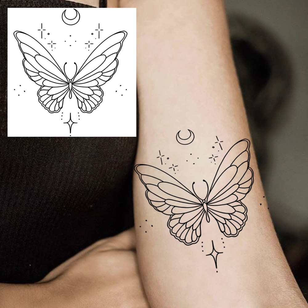 1 Sheet Butterfly Temporary Tattoos For Women Men Adults Hands Finger Foot Neck Clavicle Legs Forearm Shank Arm Body Art Makeup, Semi Permanent Temp Fake Tattoo Stickers Waterproof Long Lasting Realistic Tatoos For Festival Party Accessory