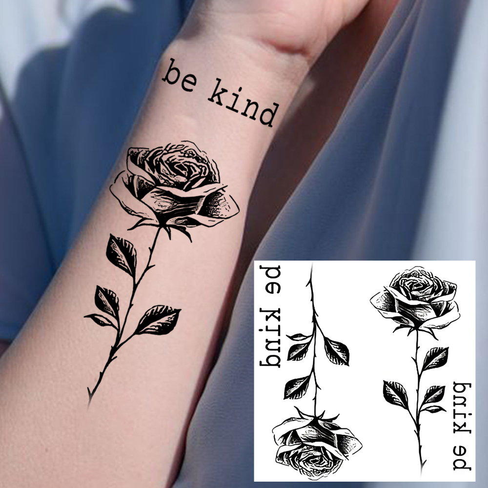 1 Sheet Rose Temporary Tattoos For Women Men Adults Hands Finger Foot Neck Clavicle Legs Forearm Shank Arm Body Art Makeup, Semi Permanent Temp Fake Tattoo Stickers Waterproof Long Lasting Realistic Tatoos For Festival Party Accessory