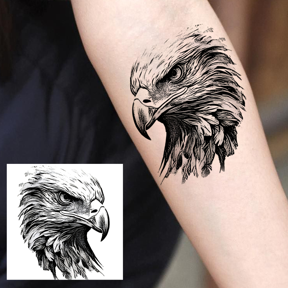 1 Sheet Eagle Temporary Tattoos For Women Men Adults Hands Finger Foot Neck Clavicle Legs Forearm Shank Arm Body Art Makeup, Semi Permanent Temp Fake Tattoo Stickers Waterproof Long Lasting Realistic Tatoos For Festival Party Accessory