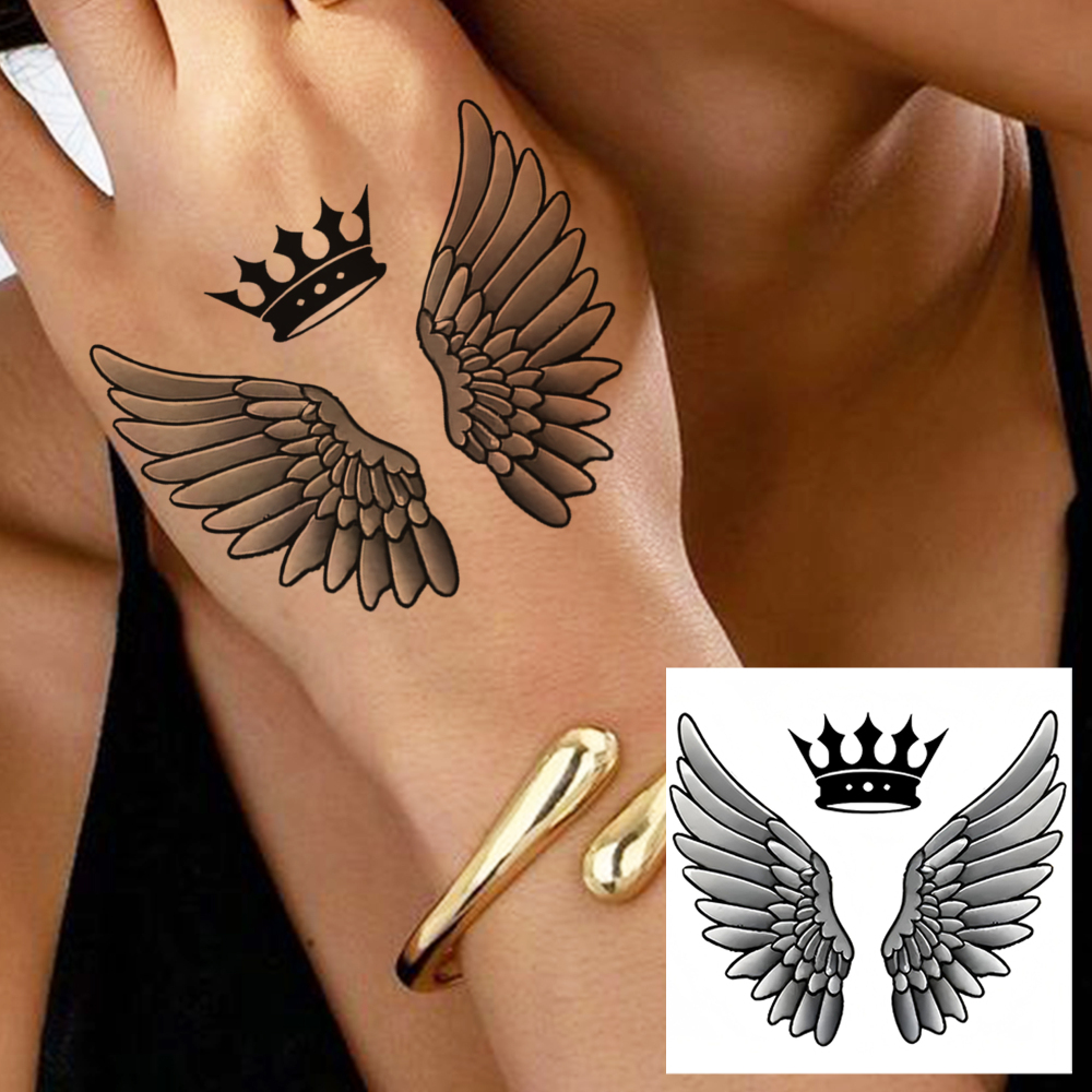 1 Sheet Angel Wings Temporary Tattoos For Women Men Adults Hands Finger Foot Neck Clavicle Legs Forearm Shank Arm Body Art Makeup, Semi Permanent Temp Fake Tattoo Stickers Waterproof Long Lasting Realistic Tatoos For Festival Party Accessory