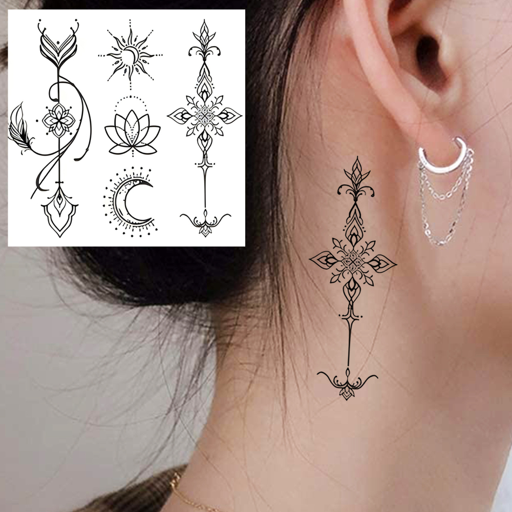 1 Sheet Arrow Temporary Tattoos For Women Men Adults Hands Finger Foot Neck Clavicle Legs Forearm Shank Arm Body Art Makeup, Semi Permanent Temp Fake Tattoo Stickers Waterproof Long Lasting Realistic Tatoos For Festival Party Accessory