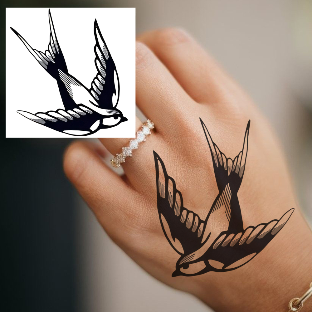 1 Sheet Birds Temporary Tattoos For Women Men Adults Hands Finger Foot Neck Clavicle Legs Forearm Shank Arm Body Art Makeup, Semi Permanent Temp Fake Tattoo Stickers Waterproof Long Lasting Realistic Tatoos For Festival Party Accessory
