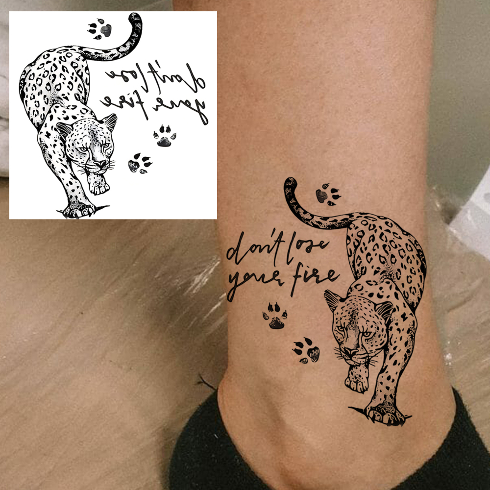 1 Sheet leopard Temporary Tattoos For Women Men Adults Hands Finger Foot Neck Clavicle Legs Forearm Shank Arm Body Art Makeup, Semi Permanent Temp Fake Tattoo Stickers Waterproof Long Lasting Realistic Tatoos For Festival Party Accessory