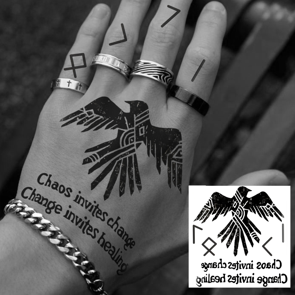 1 Sheet Eagle Totem Temporary Tattoos For Women Men Adults Hands Finger Foot Neck Clavicle Legs Forearm Shank Arm Body Art Makeup, Semi Permanent Temp Fake Tattoo Stickers Waterproof Long Lasting Realistic Tatoos For Festival Party Accessory