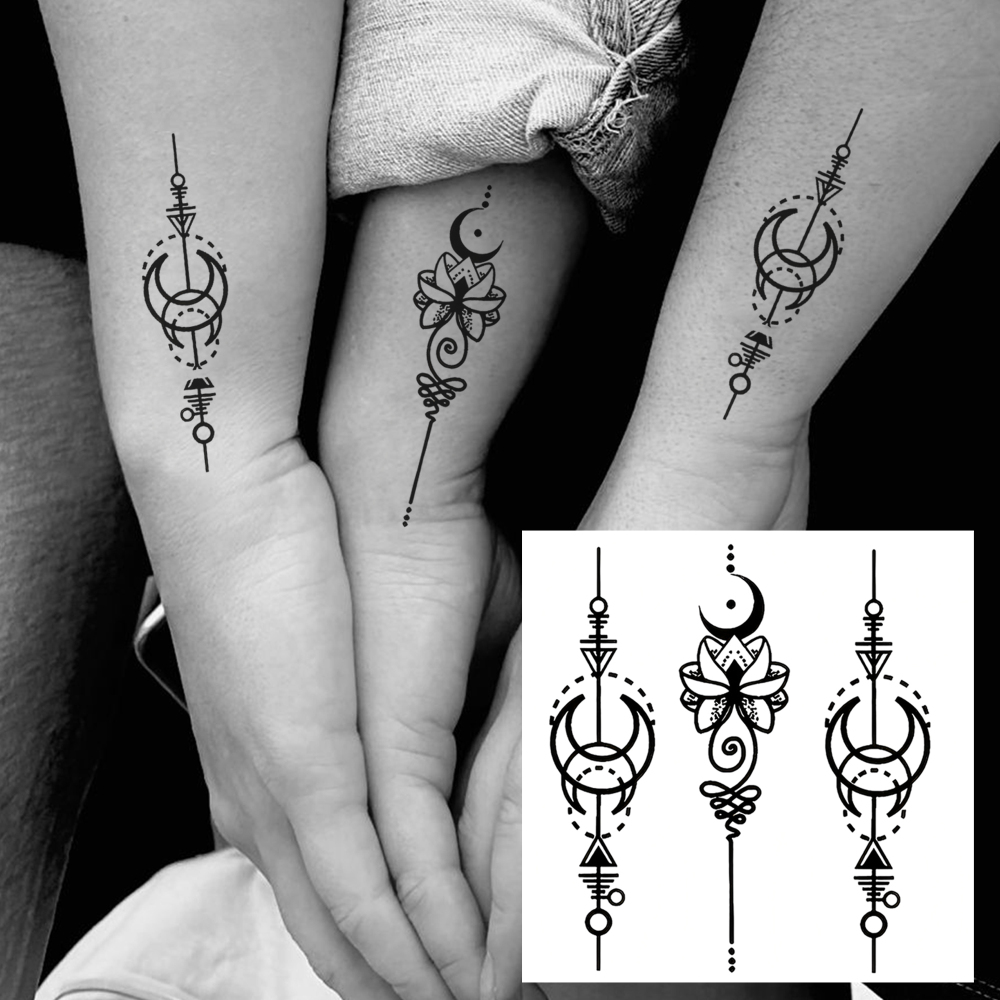 1 Sheet Moon Temporary Tattoos For Women Men Adults Hands Finger Foot Neck Clavicle Legs Forearm Shank Arm Body Art Makeup, Semi Permanent Temp Fake Tattoo Stickers Waterproof Long Lasting Realistic Tatoos For Festival Party Accessory