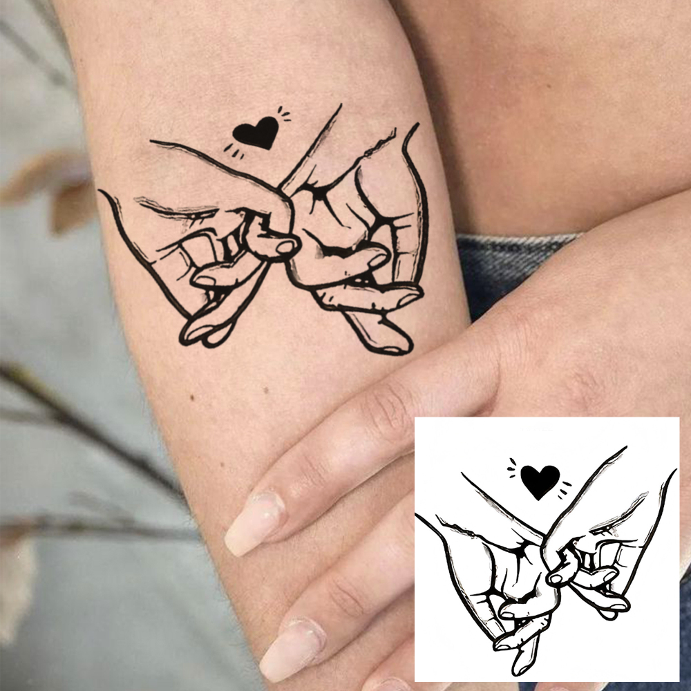 1 Sheet Love Temporary Tattoos For Women Men Adults Hands Finger Foot Neck Clavicle Legs Forearm Shank Arm Body Art Makeup, Semi Permanent Temp Fake Tattoo Stickers Waterproof Long Lasting Realistic Tatoos For Festival Party Accessory