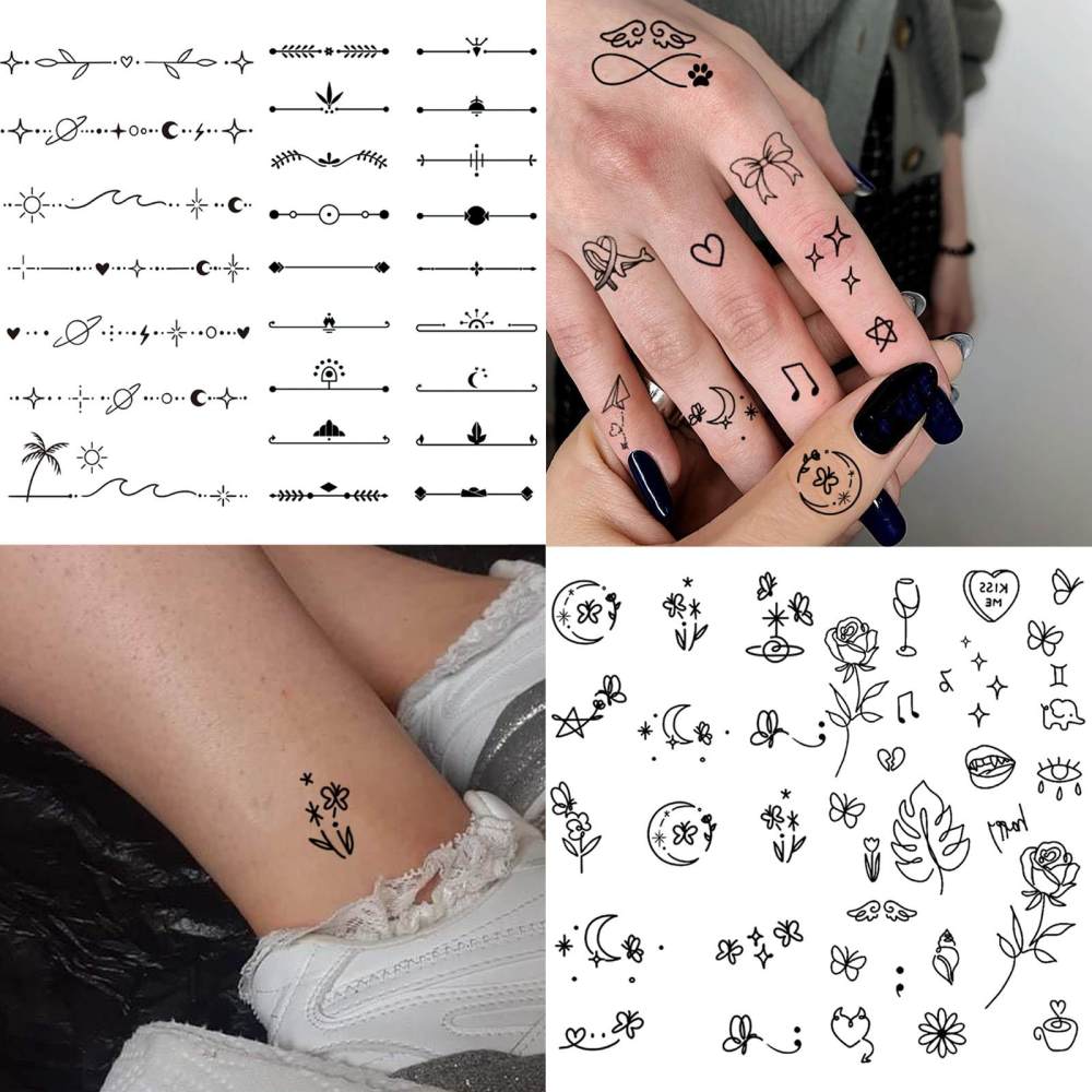 15 Sheets Y2K Temporary Tattoos For Women Men Adults Hands Finger Foot Neck Clavicle Legs Thigh Forearm Shank Arm Body Art Makeup, Semi Permanent Temp Fake Tattoo Stickers Waterproof Long Lasting Realistic Tatoos For Festival Party Accessory
