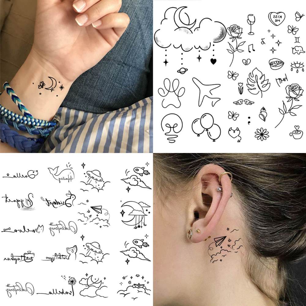 15 Sheets Cute Y2K Temporary Tattoos For Women Men Adults Hands Finger Foot Neck Clavicle Legs Thigh Forearm Shank Arm Body Art Makeup, Semi Permanent Temp Fake Tattoo Stickers Waterproof Long Lasting Realistic Tatoos For Festival Party Accessory