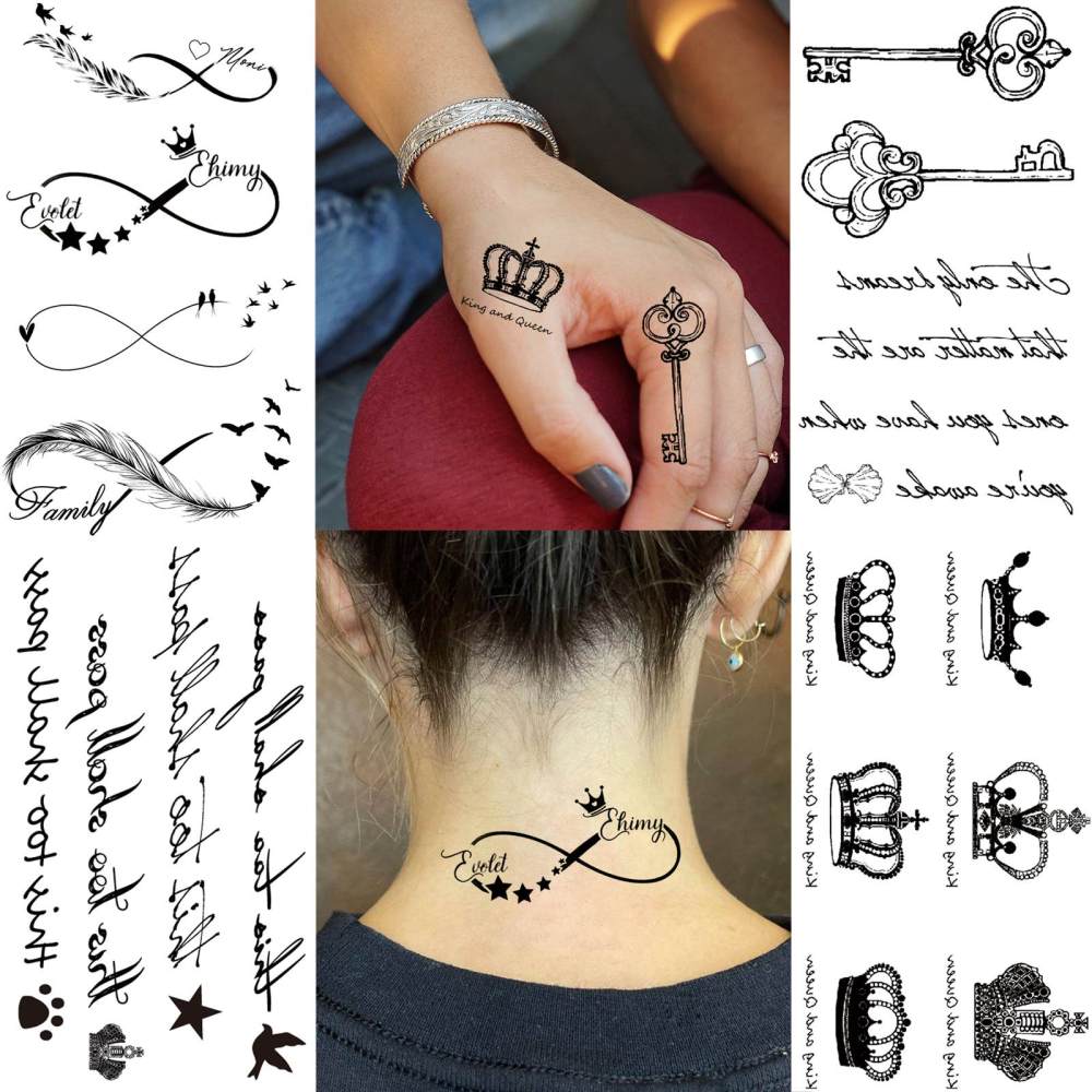 15 Sheets Cute Y2K Temporary Tattoos For Women Men Adults Hands Finger Foot Neck Clavicle Legs Thigh Forearm Shank Arm Body Art Makeup, Semi Permanent Temp Fake Tattoo Stickers Waterproof Long Lasting Realistic Tatoos For Festival Party Accessory