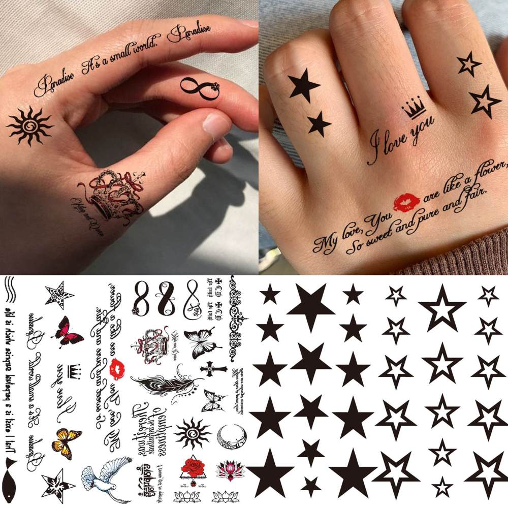 15 Sheets Cute Temporary Tattoos For Women Men Adults Hands Finger Foot Neck Clavicle Legs Thigh Forearm Shank Arm Body Art Makeup, Semi Permanent Temp Fake Tattoo Stickers Waterproof Long Lasting Realistic Tatoos For Festival Party Accessory