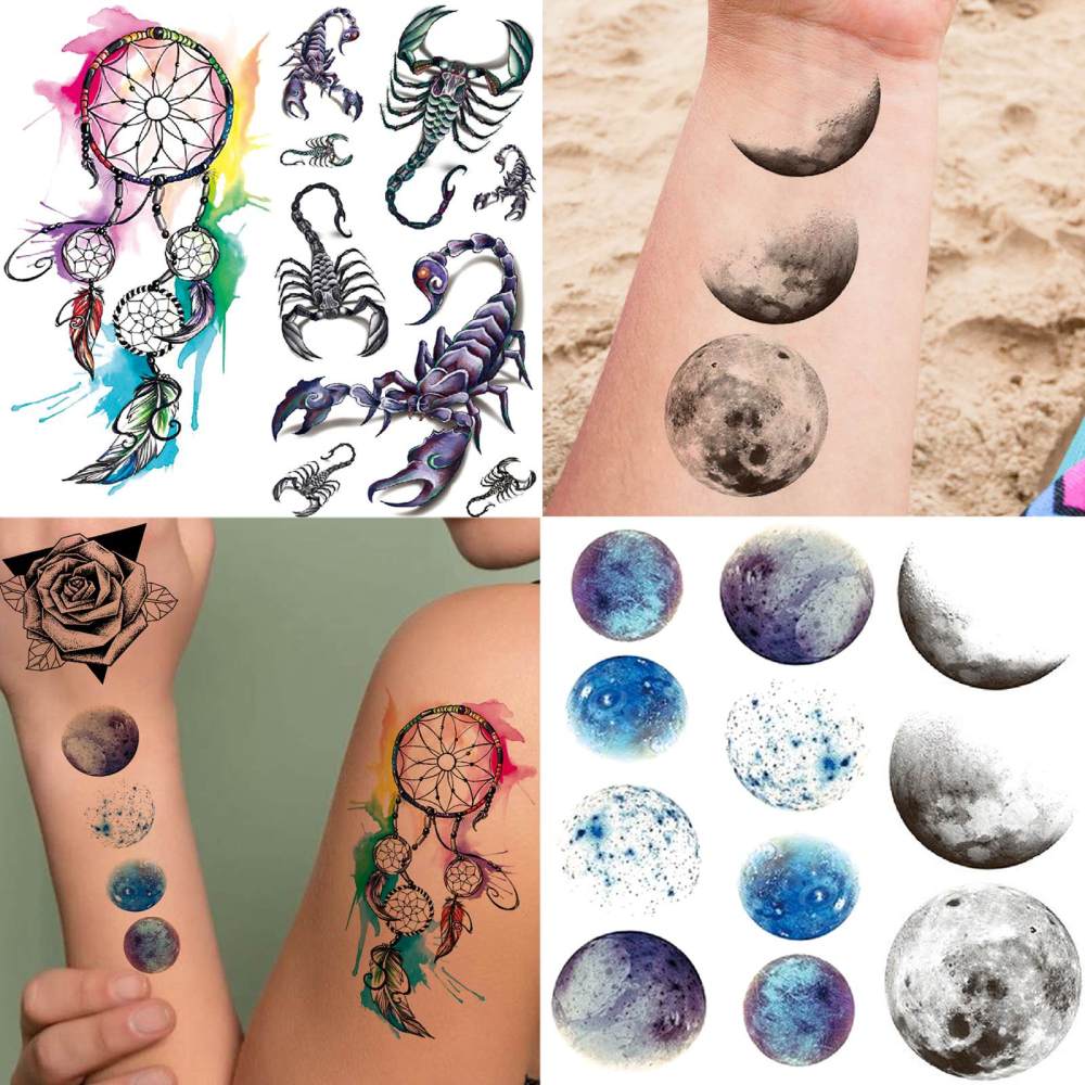 15 Sheets Cute Temporary Tattoos For Women Men Adults Hands Finger Foot Neck Clavicle Legs Thigh Forearm Shank Arm Body Art Makeup, Semi Permanent Temp Fake Tattoo Stickers Waterproof Long Lasting Realistic Tatoos For Festival Party Accessory