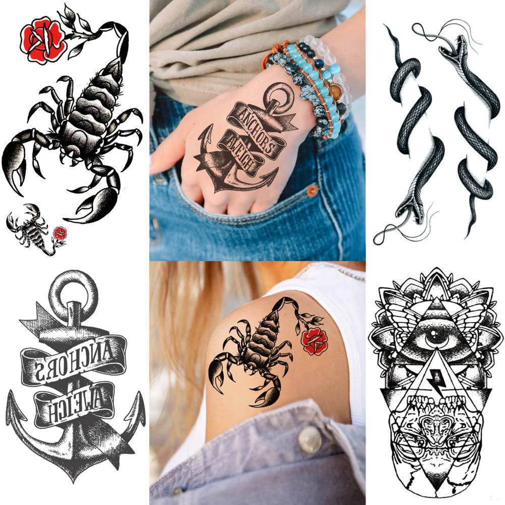 15 Sheets Animals Temporary Tattoos For Women Men Adults Hands Finger Foot Neck Clavicle Legs Forearm Shank Arm Body Art Makeup, Semi Permanent Temp Fake Tattoo Stickers Waterproof Long Lasting Realistic Tatoos For Festival Party Accessory