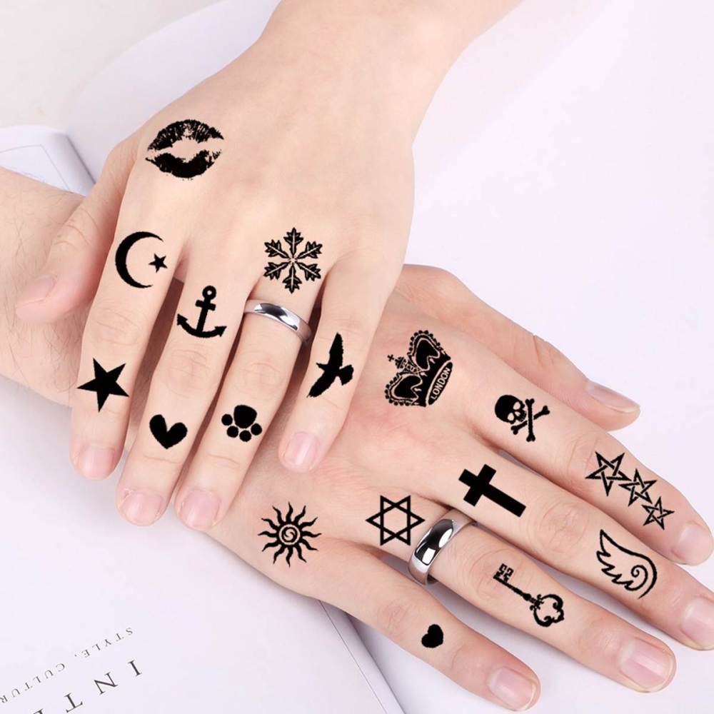 15 Sheets Small Y2K Temporary Tattoos For Women Men Adults Kids Hands Finger Foot Neck Clavicle Shank Arm Body Art Makeup, Semi Permanent Temp Fake Tattoo Stickers Waterproof Long Lasting Realistic Tatoos For Festival Party Accessory