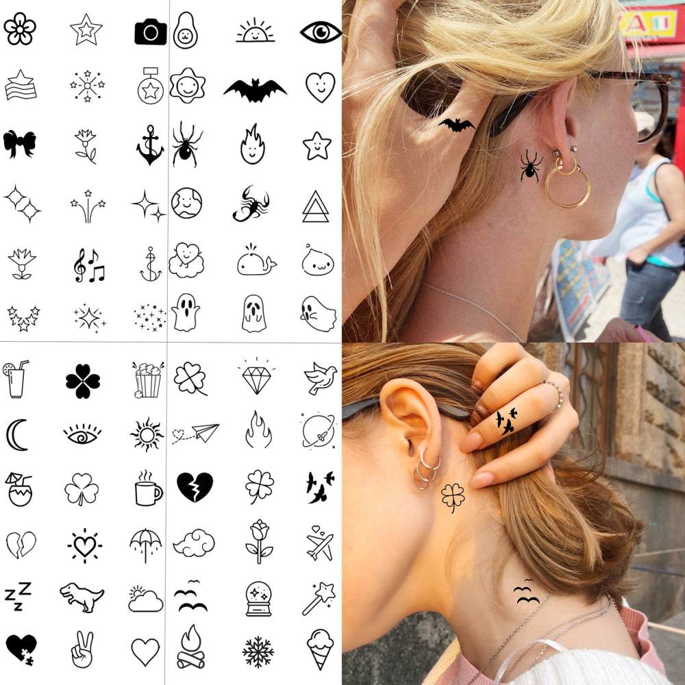 15 Sheets Cute Y2K Temporary Tattoos For Women Men Adults Hands Finger Foot Neck Clavicle Shank Arm Body Art Makeup, Semi Permanent Temp Fake Tattoo Stickers Waterproof Long Lasting Realistic Tatoos For Festival Party Accessory