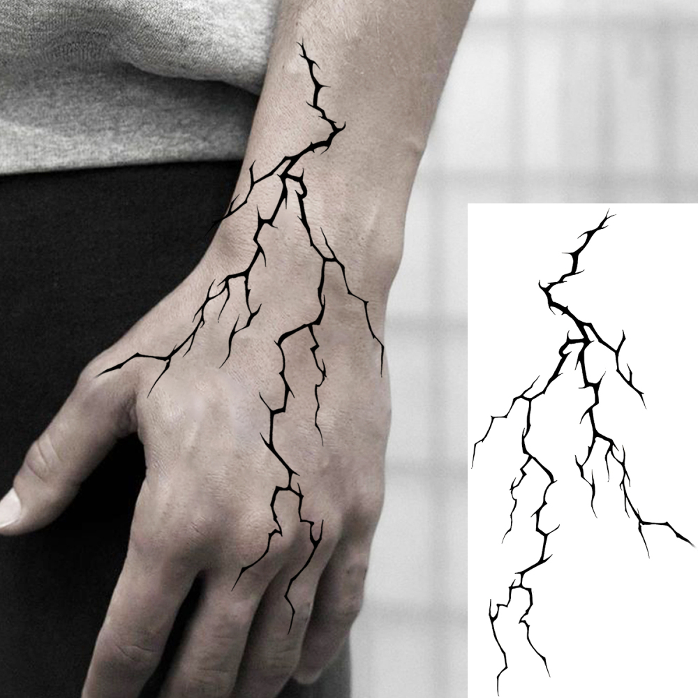1 Sheet Blood vessels lightning Temporary Tattoos For Women Men Adults Hands Finger Foot Neck Clavicle Legs Forearm Shank Arm Body Art Makeup, Semi Permanent Temp Fake Tattoo Stickers Waterproof Long Lasting Realistic Tatoos For Festival Party Accessory