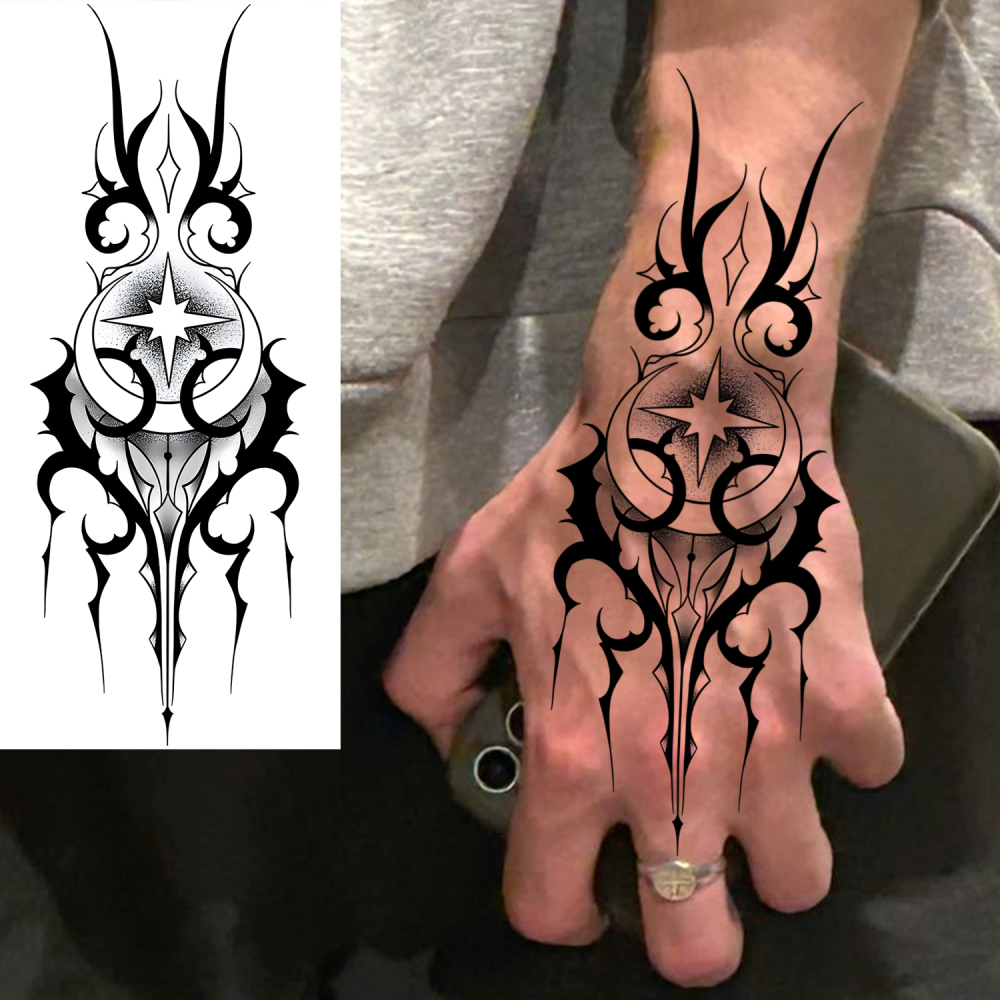 1 Sheet Arrow Totem Temporary Tattoos For Women Men Adults Hands Finger Foot Neck Clavicle Legs Forearm Shank Arm Body Art Makeup, Semi Permanent Temp Fake Tattoo Stickers Waterproof Long Lasting Realistic Tatoos For Festival Party Accessory