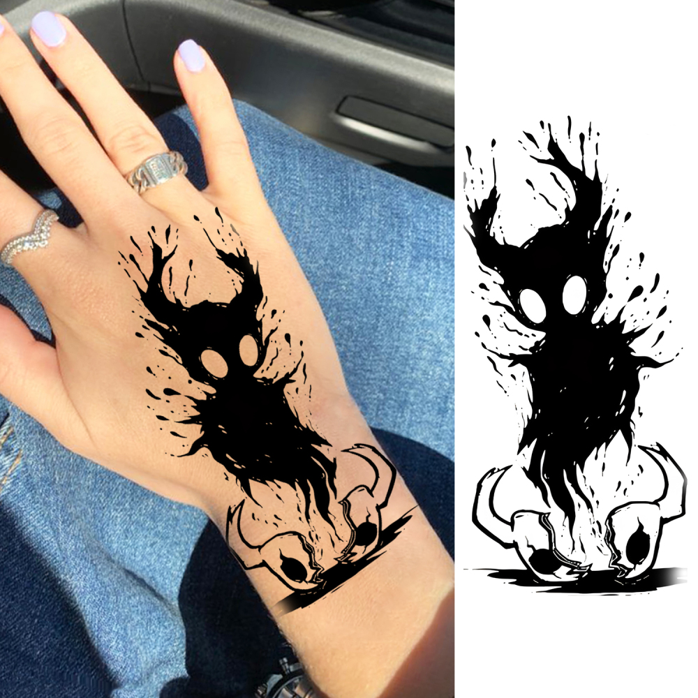 1 Sheet Ghost Temporary Tattoos For Women Men Adults Hands Finger Foot Neck Clavicle Legs Forearm Shank Arm Body Art Makeup, Semi Permanent Temp Fake Tattoo Stickers Waterproof Long Lasting Realistic Tatoos For Festival Party Accessory