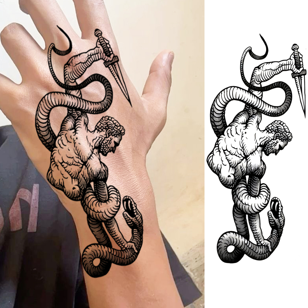 1 Sheet Zeus Temporary Tattoos For Women Men Adults Hands Finger Foot Neck Clavicle Legs Forearm Shank Arm Body Art Makeup, Semi Permanent Temp Fake Tattoo Stickers Waterproof Long Lasting Realistic Tatoos For Festival Party Accessory