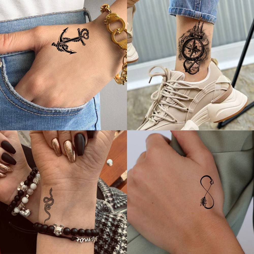 15 Sheets Pirate Anchor Temporary Tattoos For Women Men Adults Kids Hands Finger Foot Neck Clavicle Shank Arm Body Art Makeup, Semi Permanent Temp Fake Tattoo Stickers Waterproof Long Lasting Realistic Tatoos For Festival Party Accessory