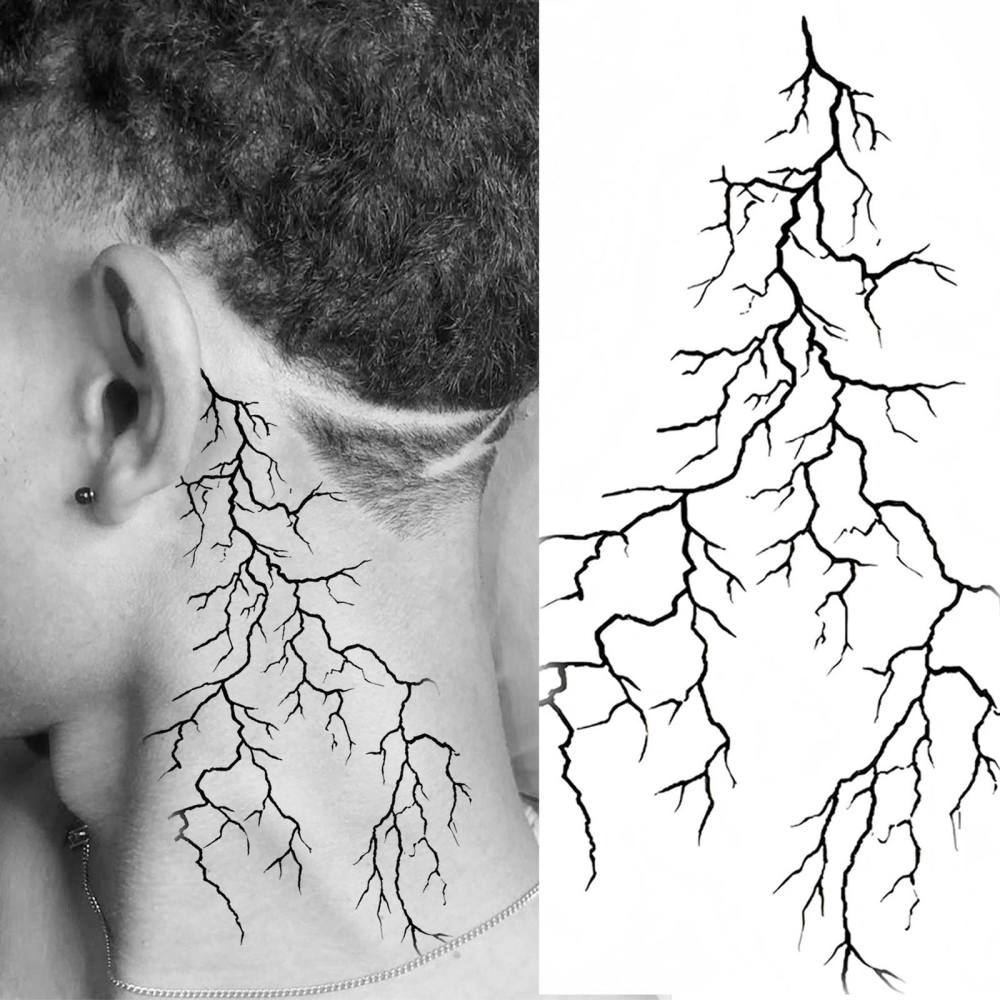 1 Sheet Blood vessels lightning Temporary Tattoos For Women Men Adults Hands Finger Foot Neck Clavicle Legs Forearm Shank Arm Body Art Makeup, Semi Permanent Temp Fake Tattoo Stickers Waterproof Long Lasting Realistic Tatoos For Festival Party Accessory