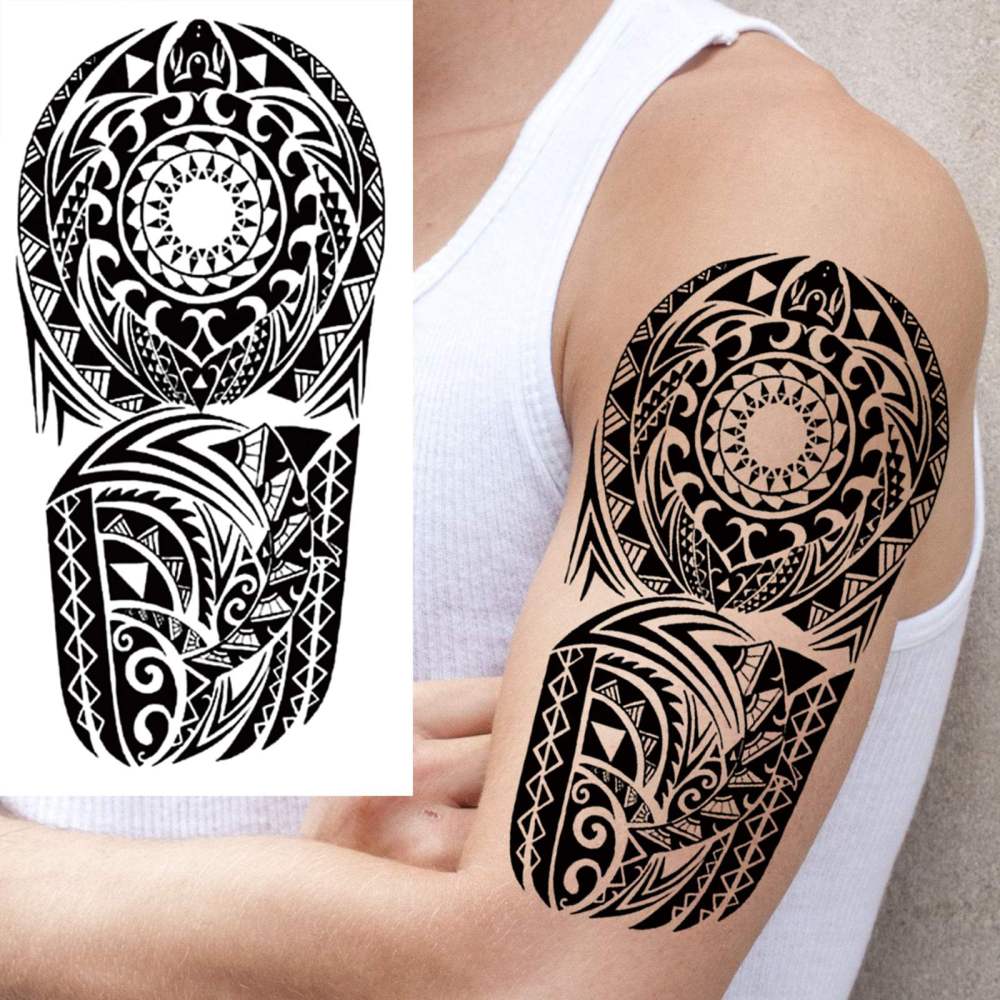 8 Sheets maori Temporary Tattoos For Women Men Adults Hands Finger Foot Neck Clavicle Shank Arm Body Art Makeup, Semi Permanent Temp Fake Tattoo Stickers Waterproof Long Lasting Realistic Tatoos For Festival Party Accessory