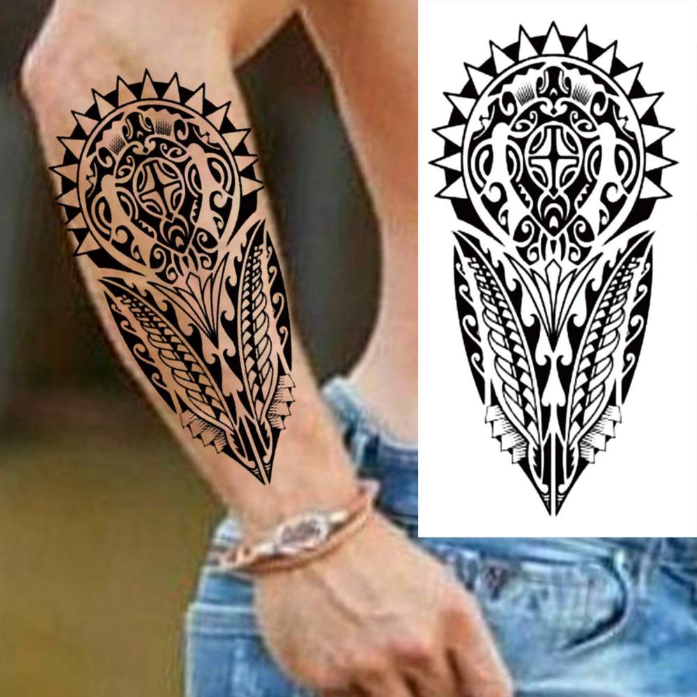 8 Sheets maori Temporary Tattoos For Women Men Adults Hands Finger Foot Neck Clavicle Shank Arm Body Art Makeup, Semi Permanent Temp Fake Tattoo Stickers Waterproof Long Lasting Realistic Tatoos For Festival Party Accessory