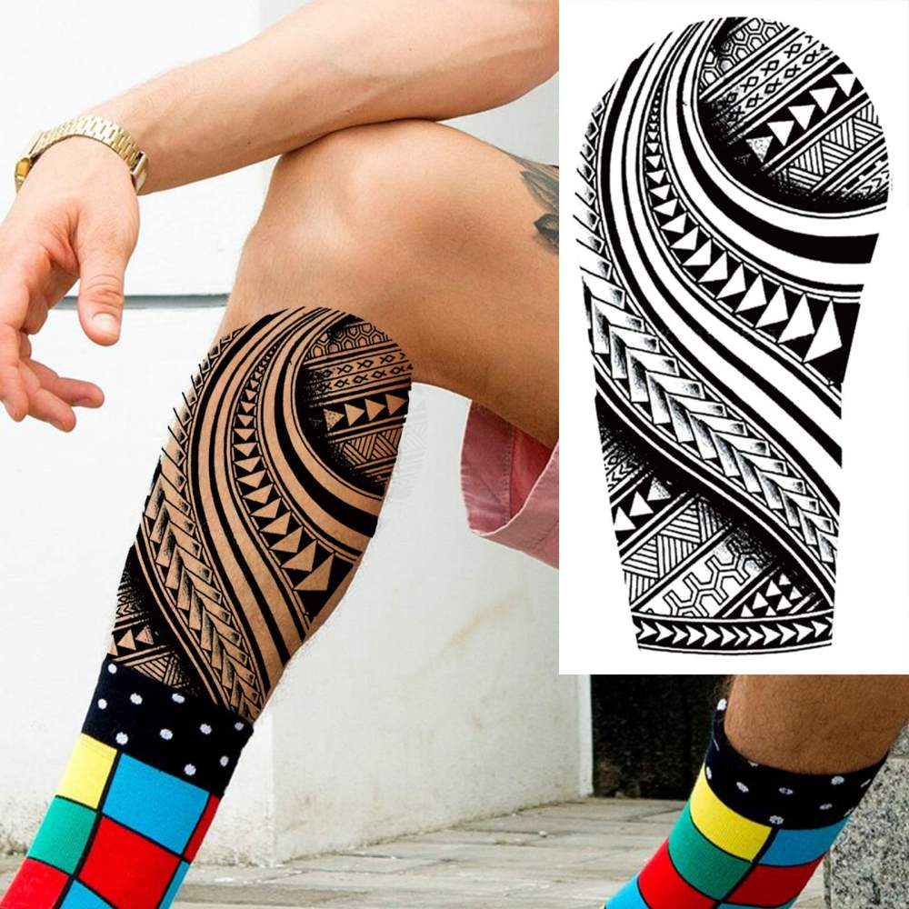 8 Sheets maori Temporary Tattoos For Women Men Adults Hands Finger Foot Neck Clavicle Shank Arm Body Art Makeup, Semi Permanent Temp Fake Tattoo Stickers Waterproof Long Lasting Realistic Tatoos For Festival Party Accessory