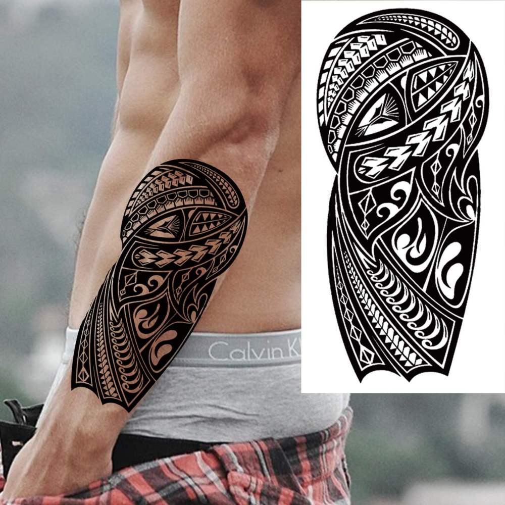 8 Sheets maori Temporary Tattoos For Women Men Adults Hands Finger Foot Neck Clavicle Shank Arm Body Art Makeup, Semi Permanent Temp Fake Tattoo Stickers Waterproof Long Lasting Realistic Tatoos For Festival Party Accessory
