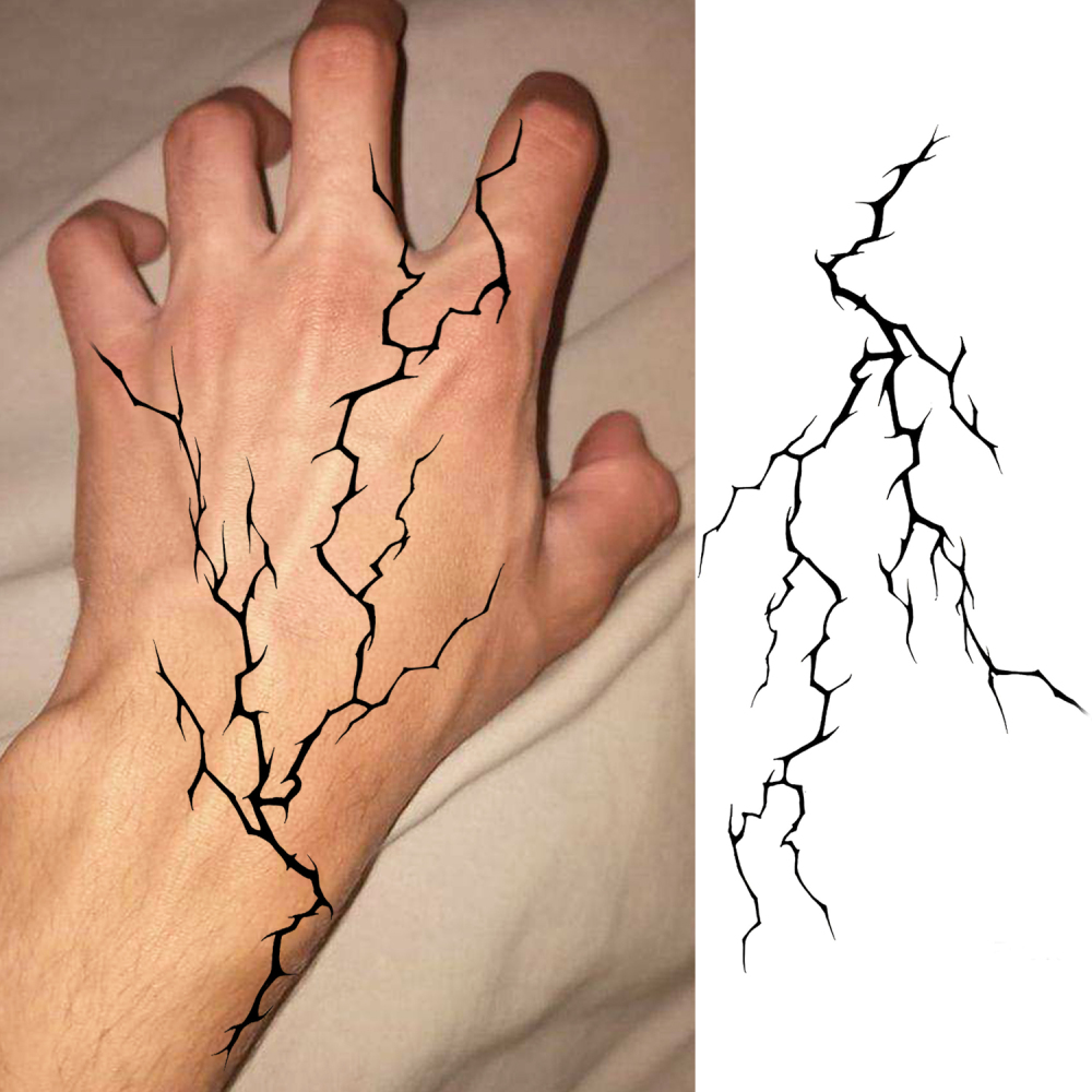 1 Sheet Blood vessels lightning Temporary Tattoos For Women Men Adults Hands Finger Foot Neck Clavicle Legs Forearm Shank Arm Body Art Makeup, Semi Permanent Temp Fake Tattoo Stickers Waterproof Long Lasting Realistic Tatoos For Festival Party Accessory