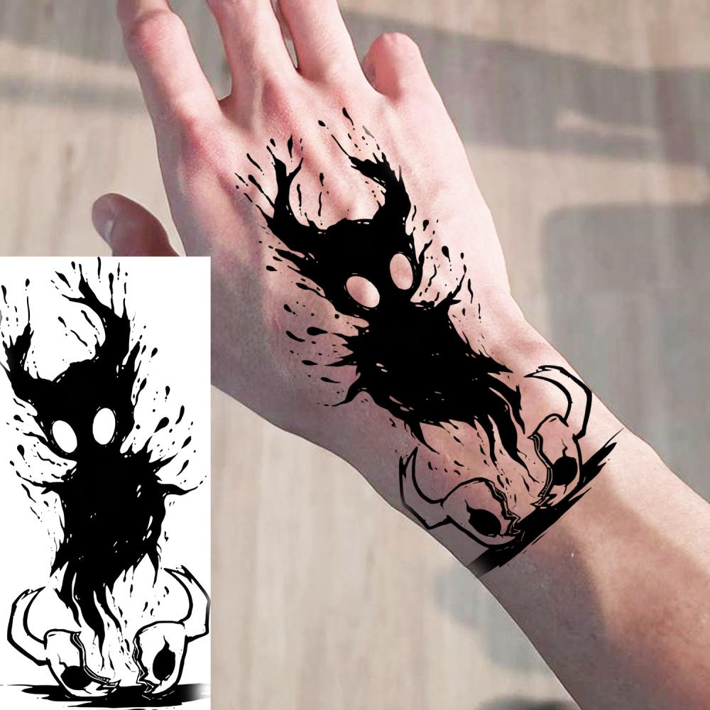 1 Sheet Ghost Temporary Tattoos For Women Men Adults Hands Finger Foot Neck Clavicle Legs Forearm Shank Arm Body Art Makeup, Semi Permanent Temp Fake Tattoo Stickers Waterproof Long Lasting Realistic Tatoos For Festival Party Accessory