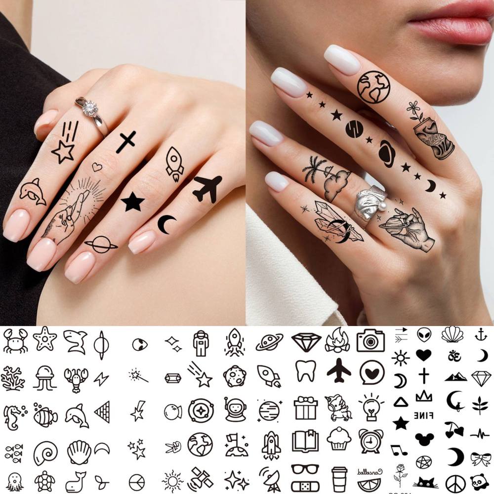 22 Sheets Space Astronaut Temporary Tattoos For Women Men Adults Hands Finger Foot Neck Clavicle Shank Arm Body Art Makeup, Semi Permanent Temp Fake Tattoo Stickers Waterproof Long Lasting Realistic Tatoos For Festival Party Accessory